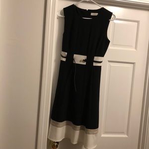 Calvin Klein A-line dress with belt, size 2
